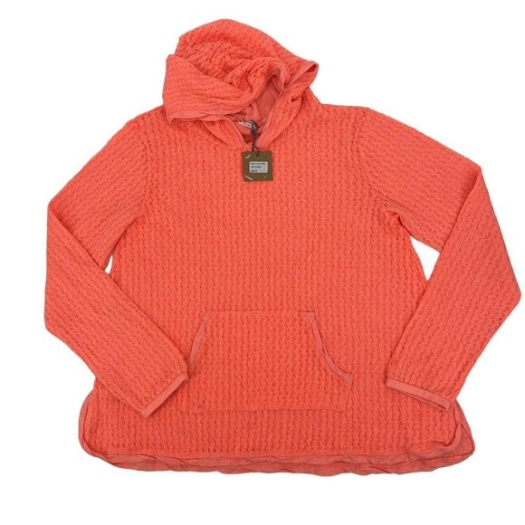 Hello Nite Size Small Coral Hoodie Waffle Knit Sweater Oversized NWT - Picture 1 of 10